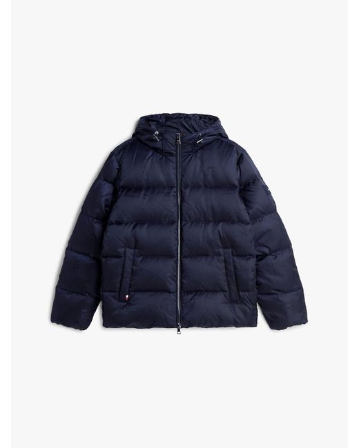 Tommy Hilfiger Blue Th Crest Print Down Puffer Jacket for men