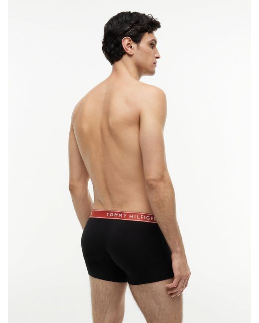 Tommy Hilfiger Black 3-Pack Essential Logo Waistband Trunks for men