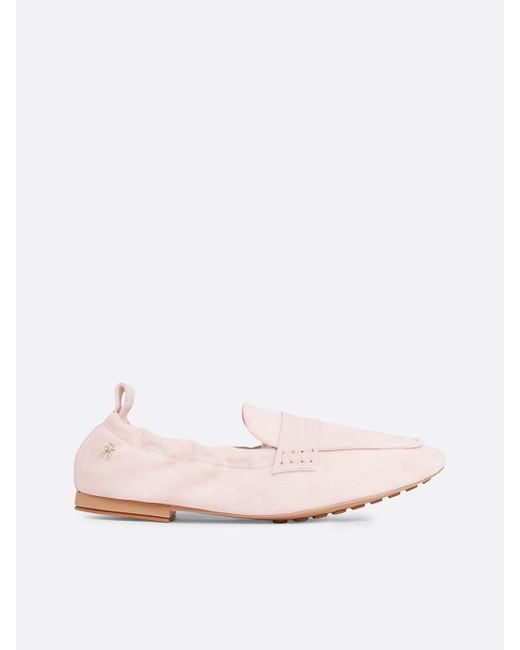 Tommy Hilfiger Pink Suede Moccasin Half Cleat Loafers