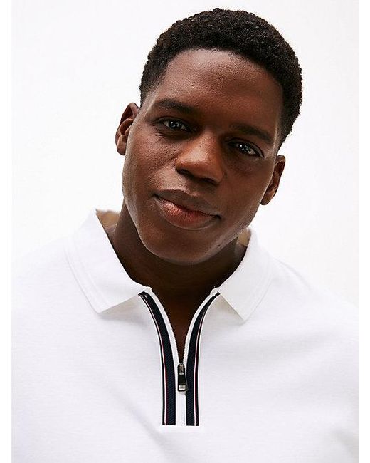 Polo Plus Con Cierre De Cremallera Tommy Hilfiger de hombre de color White