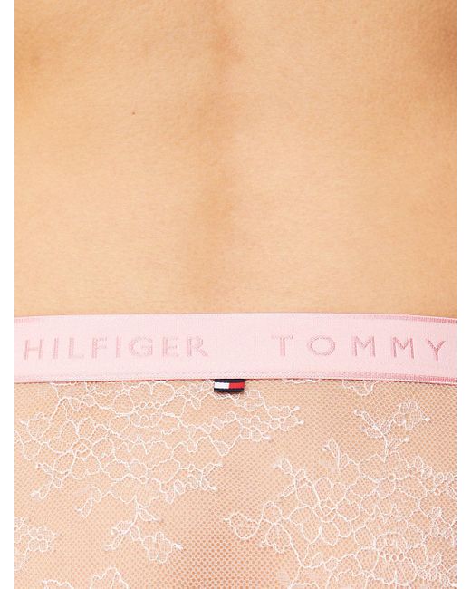 Culotte hipster en dentelle florale à logo Tommy Hilfiger en coloris Pink