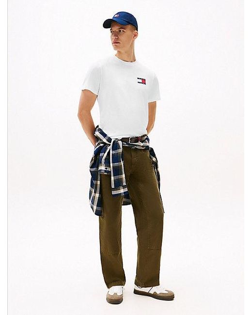 Tommy Hilfiger T-Shirt TJM SLIM ESSENTIAL FLAG TEE EXT Mit Rundhalsausschnitt in White für Herren