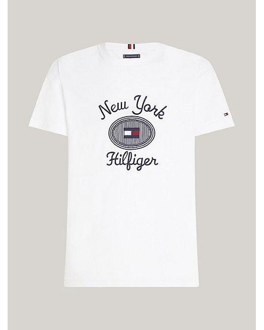 Tommy Hilfiger T-Shirt mit aufgesticktem NYC-Logo in White für Herren