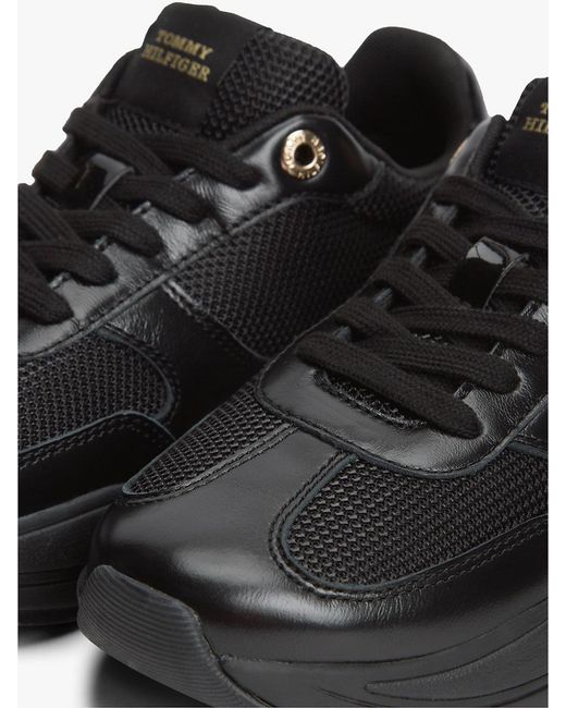 Tommy Hilfiger Black Th Monogram Mixed Texture Leather Trainers