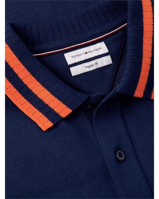Tommy Hilfiger Blue Regular Fit Tipped Collar Jersey Polo Shirt for men