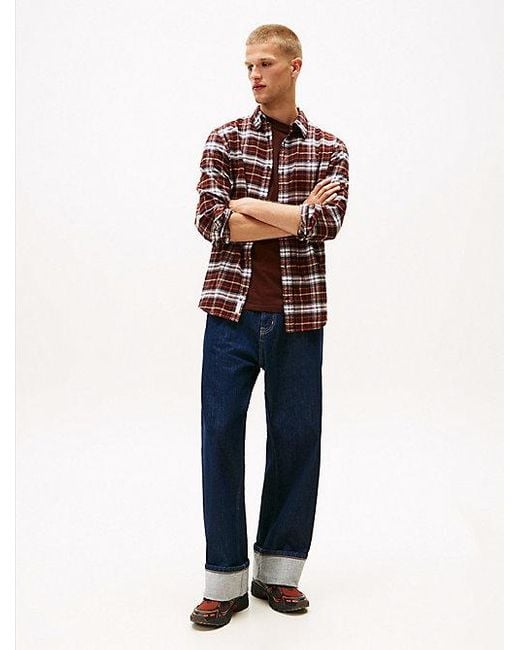 Tommy Hilfiger Regular Fit Overhemd Van Geruit Flanel in het Red voor heren