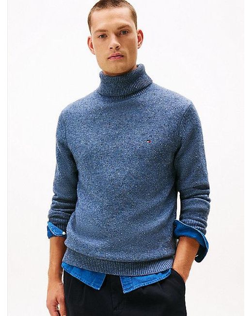 Jersey De Punto Donegal Con Cuello Vuelto Tommy Hilfiger de hombre de color Blue
