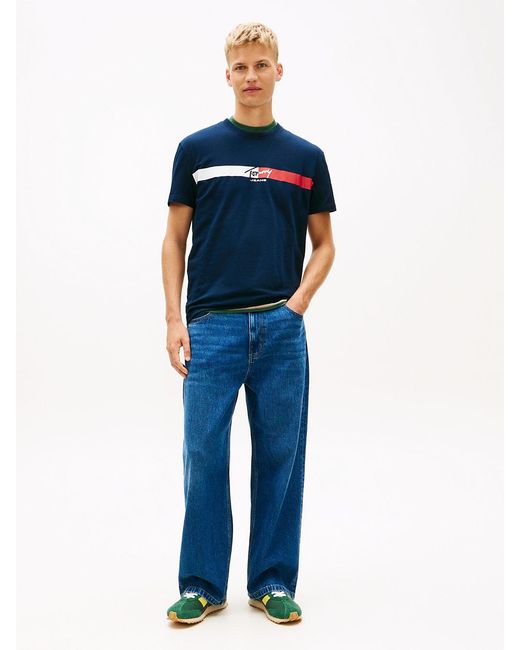Tommy Hilfiger Blue Signature Logo Jersey T-Shirt for men