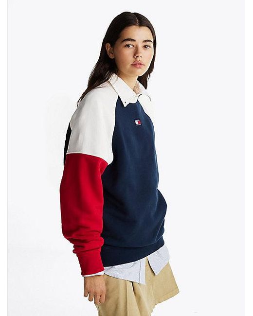 Sudadera Color Block De Corte Amplio Tommy Hilfiger de color White