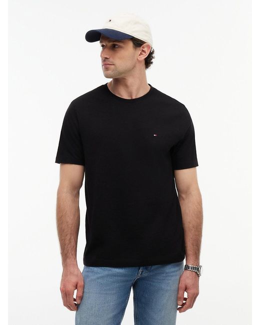 Tommy Hilfiger Black Flag Embroidery Crew Neck T-shirt for men