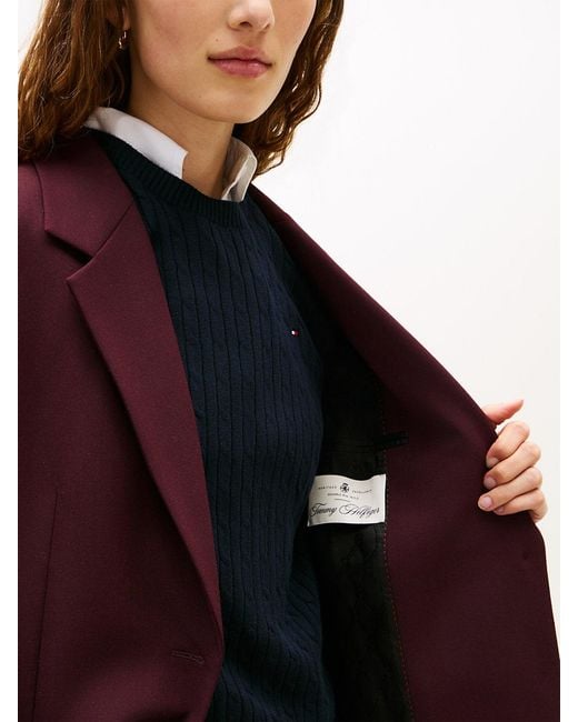 Tommy Hilfiger Purple Relaxed Fit Wool Blend Blazer