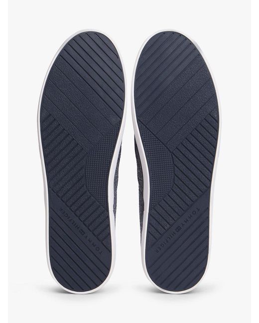 Tommy Hilfiger White Linen Chambray Jacquard Slip-On Trainers for men