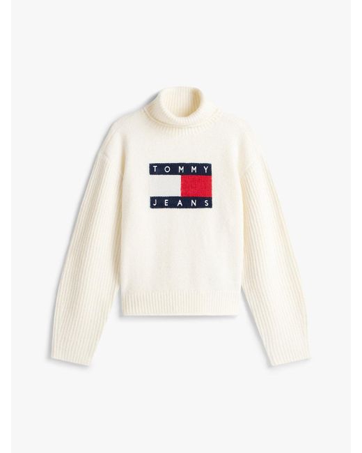 Pull Décontracté Tommy Flag À Col Roulé Tommy Hilfiger en coloris White