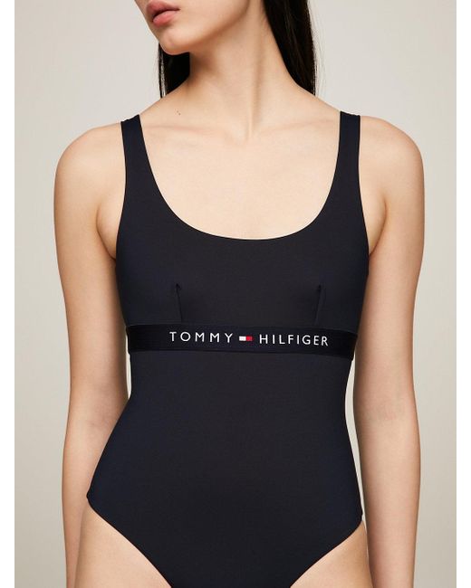 Tommy Hilfiger Blue Logo Band One-piece Swimsuit