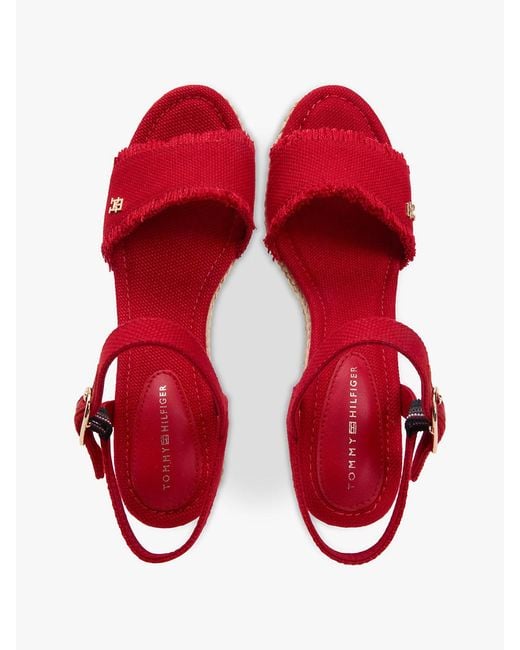 Tommy Hilfiger Red Th Monogram Woven Wedge Espadrilles