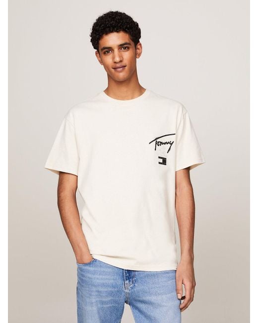 T-shirt à col ras-du-cou et logo au dos Tommy Hilfiger pour homme en coloris White