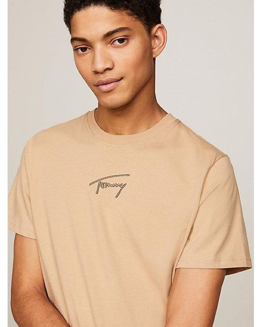 Tommy Hilfiger Oversized T-shirt Met Signature-logo in het Natural voor heren