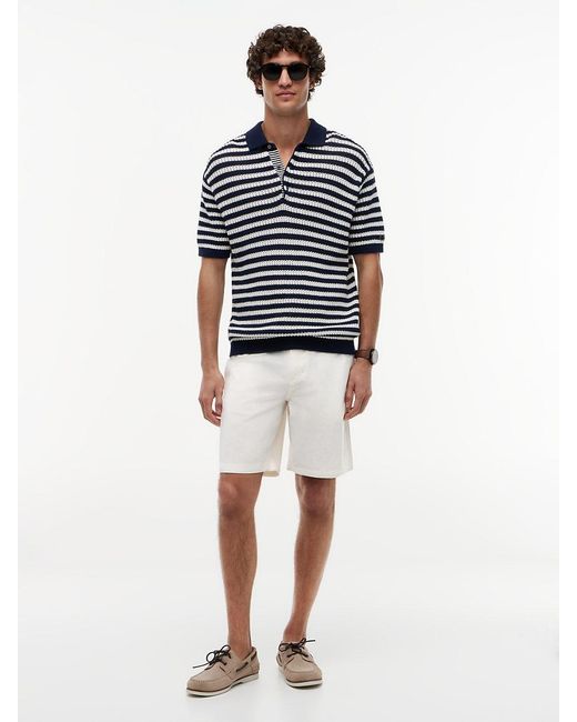 Tommy Hilfiger Blue New York Label Relaxed Fit Knit Polo Shirt for men