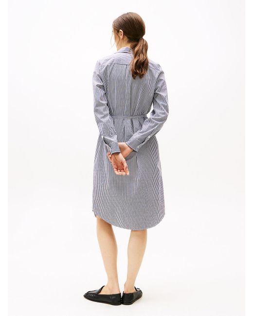 Robe Chemise Midi En Popeline Rayée Tommy Hilfiger en coloris Blue