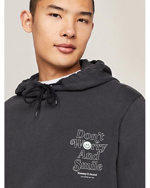 Tommy Hilfiger Zwarte Hoodie Met Slogan En Logo in het Gray voor heren
