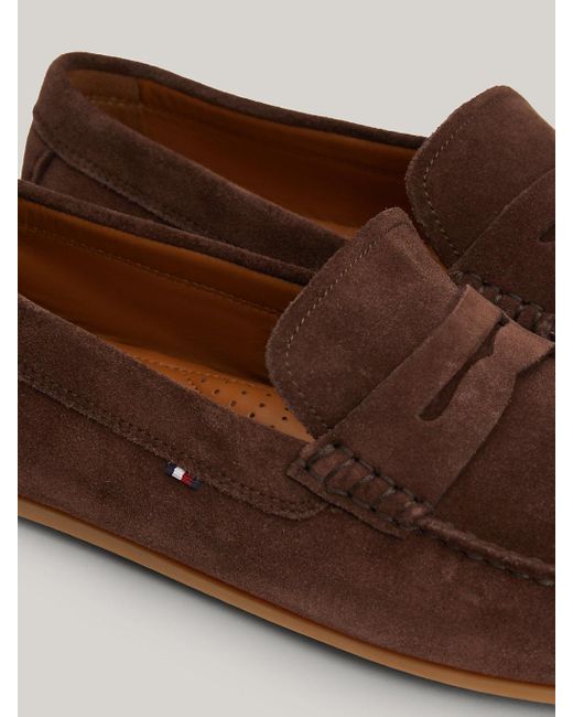Tommy Hilfiger Brown Suede Cleat Flag Driver Shoes for men