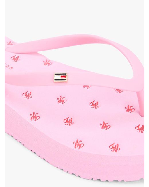 Tommy Hilfiger Pink Repeat Logo Platform Flip-flops