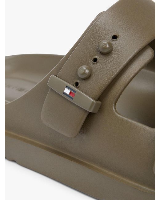 Tommy Hilfiger Green Lightweight Pin Buckle Serrated Pool Slides for men