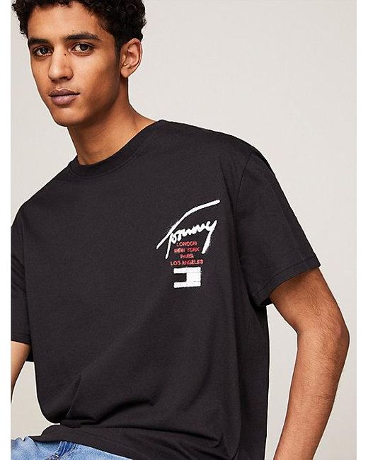 Tommy Hilfiger T-Shirt TJM REG GRAFFITI SIG TEE EXT mit Logoschriftzug in Black für Herren