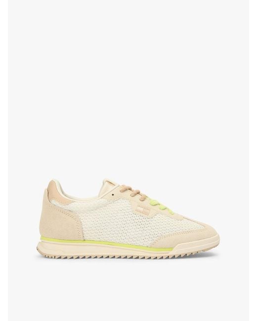 Tommy Hilfiger Natural Low Profile Mixed Texture Knit Trainers