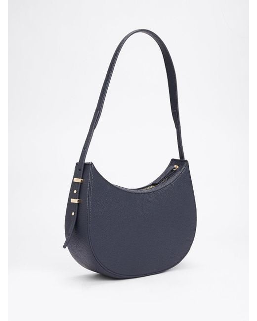 Borsa Hobo Con Finitura Zigrinata di Tommy Hilfiger in Blue
