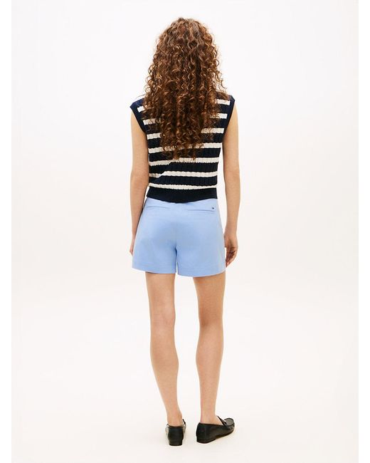 Tommy Hilfiger Blue Crest Embossed Gold-tone Button Shorts