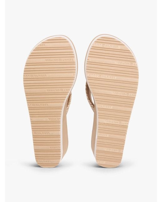 Tommy Hilfiger Natural Rope Strap Wedge Flip-Flops