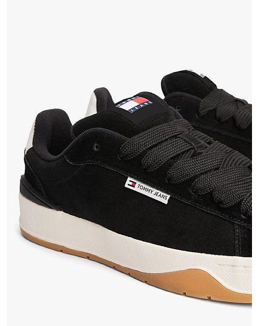 Tommy Hilfiger Suède Sneaker Met Getextureerde Tussenzool in het Black voor heren