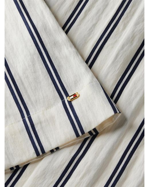 Tommy Hilfiger White Tone Button Stripe Midi Dress