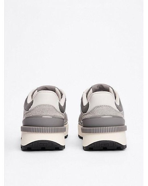 Tommy Hilfiger Getextureerde Suède Sneaker Met Profielzool in het White voor heren