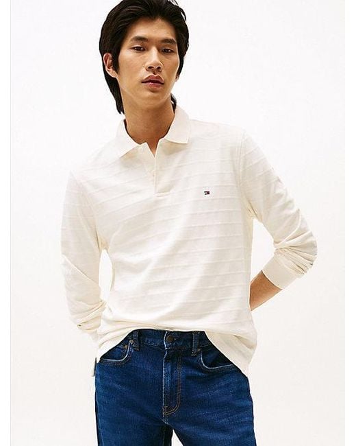 Tommy Hilfiger Regular Fit Polo Met Lange Mouwen in het White voor heren