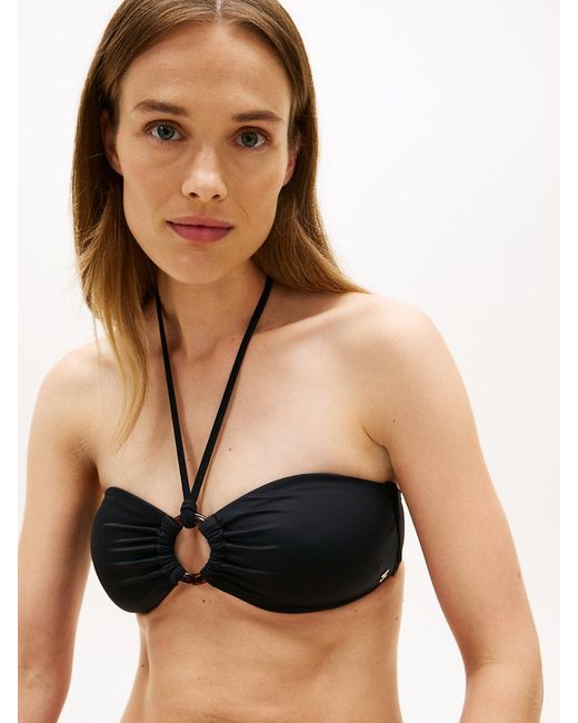 Tommy Hilfiger Black Halterneck Ring Bandeau Bikini Top