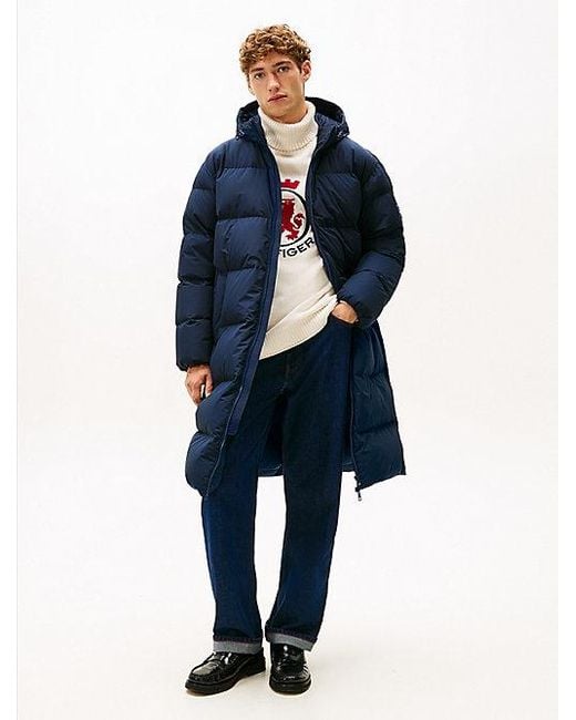 Tommy Hilfiger Waterafstotende Lange Donsparka Met Capuchon in het Blue voor heren