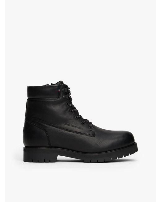 Bottes En Cuir À Lacets Et Semelle Crantée Tommy Hilfiger pour homme en coloris Black