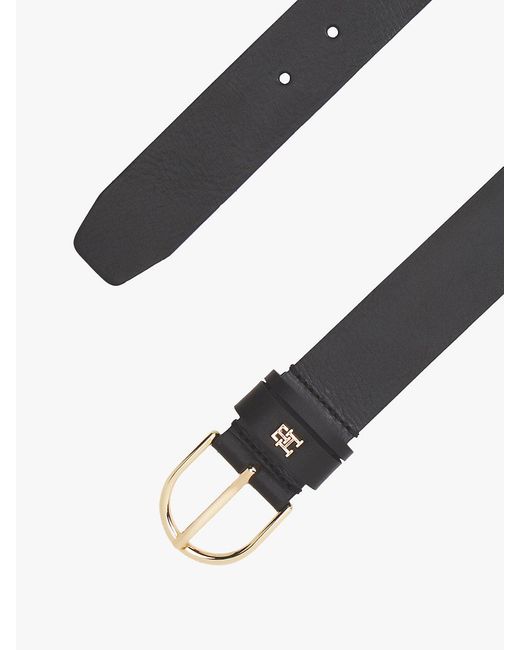 Tommy Hilfiger Black Essential Th Monogram Leather Belt