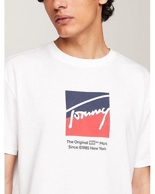 Tommy Hilfiger T-shirt Met Ronde Hals En Logo in het White voor heren