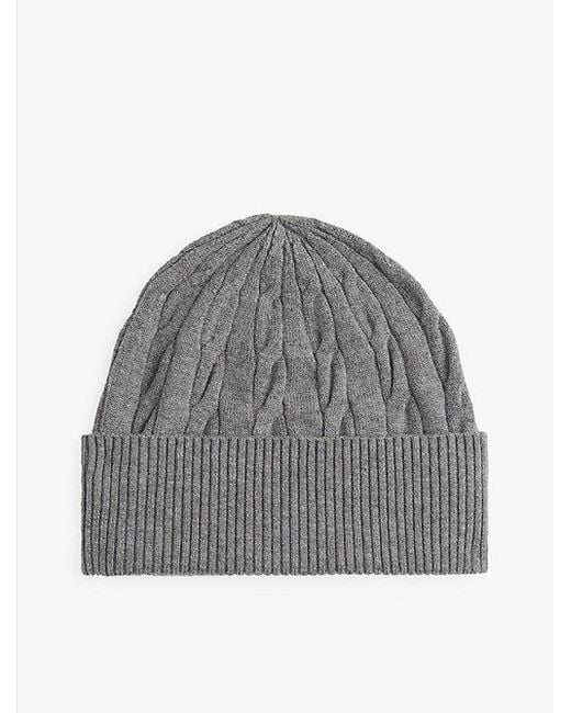 Tommy Hilfiger Hilfiger Flag Kabelgebreide Wolmix Beanie in het Gray voor heren