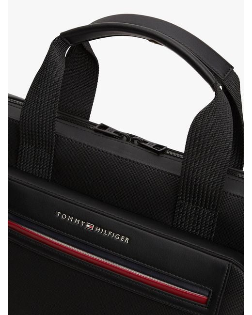 Tommy Hilfiger Black Metal Logo Laptop Bag for men