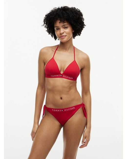 Tommy Hilfiger Red Th Original Foam Triangle Halterneck Bikini Top