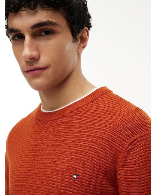 Tommy Hilfiger Structured Yarn Dyed Crew Neck Jumper for men