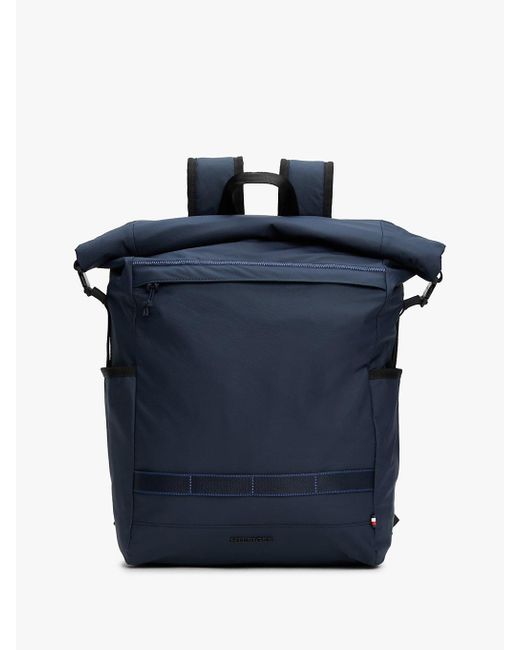 Sac À Dos À Rabat Roulé Et Logo En Métal Tommy Hilfiger pour homme en coloris Blue