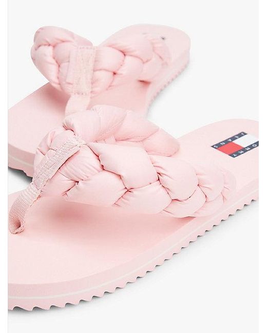 Tommy Hilfiger Teenslipper Met Gevlochten Band En Profielzool in het Pink