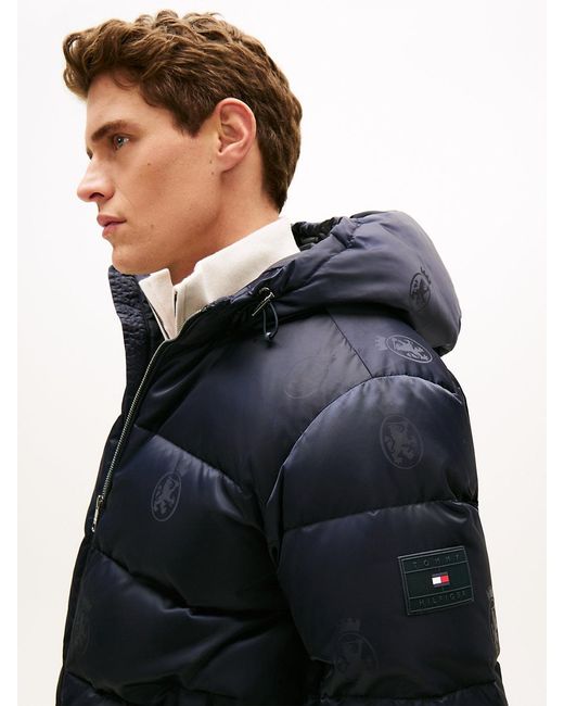 Tommy Hilfiger Blue Th Crest Print Down Puffer Jacket for men