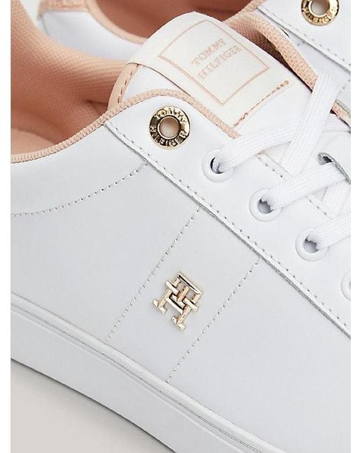 Tommy Hilfiger White Essential TH Monogram Ledersneaker