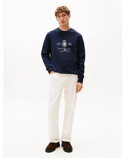 Tommy Hilfiger Graphic Sweatshirt Met Varsity-Embleem in het Blue voor heren